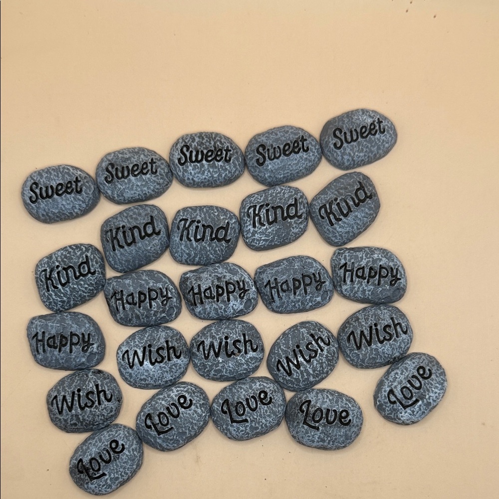 Inspirational River Rock Word Stones - Set of 25 - Gray